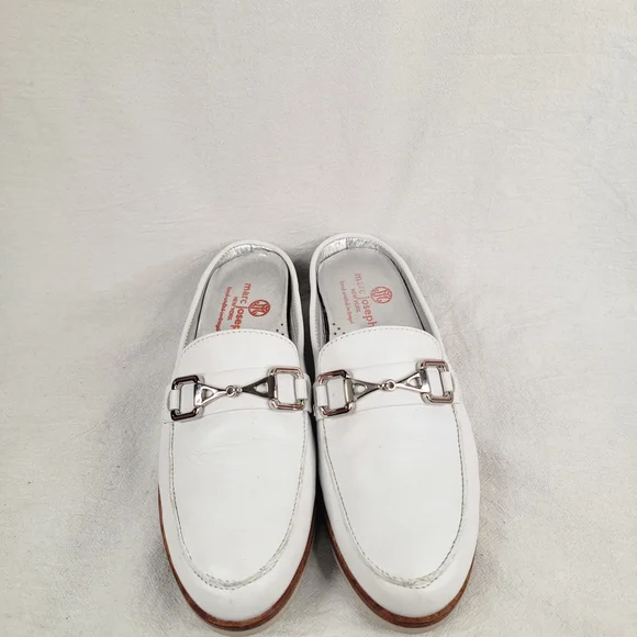 Marc Joseph New York Park Ave Mule White Leather Loafer Slide Silver Bit Size 6 - Picture 7 of 14